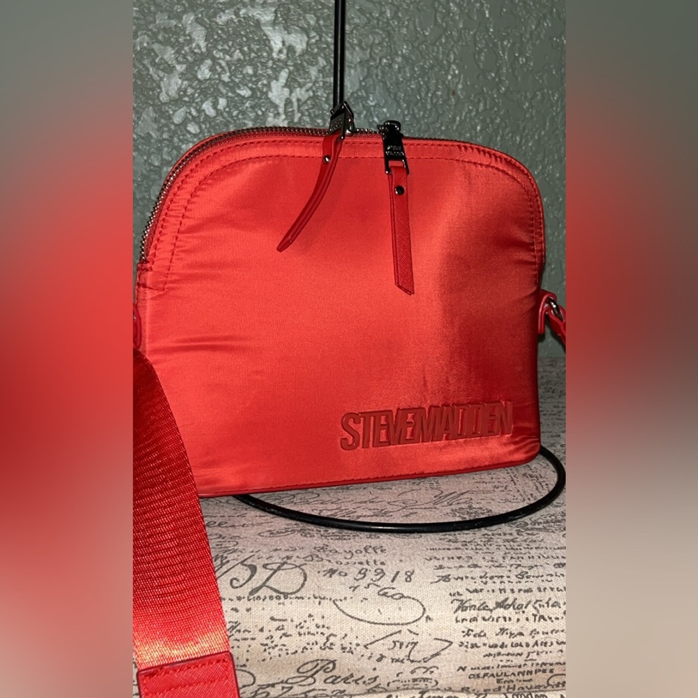 Steve Madden Red Satin Dome Crossbody Bag